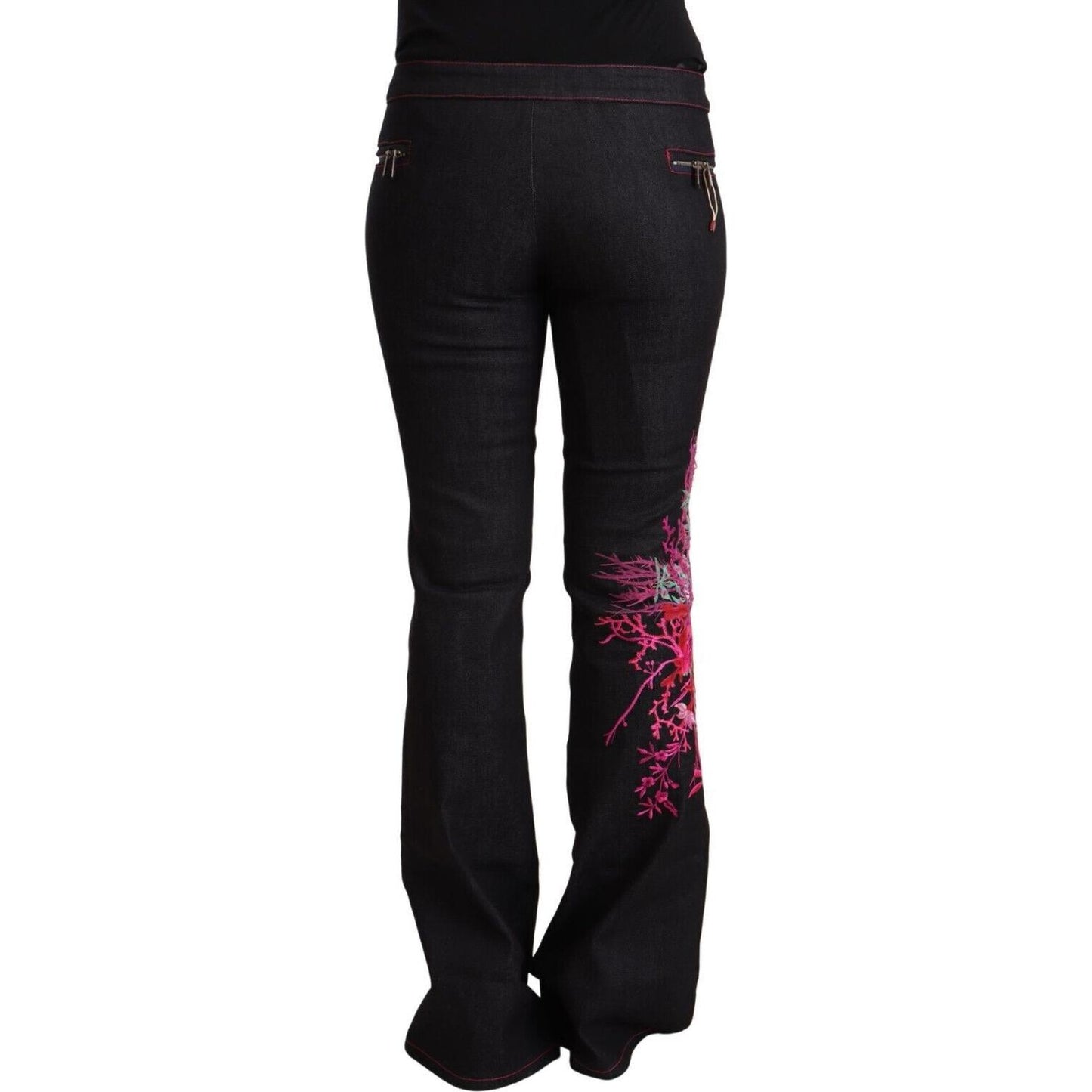 Exte Chic Mid Waist Flared Black Denim Jeans Exte Black