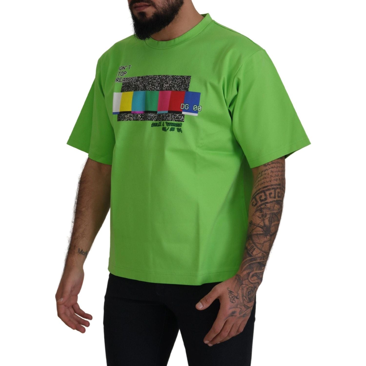 Dolce & Gabbana Green Cotton DG CHANNEL Top T-shirt