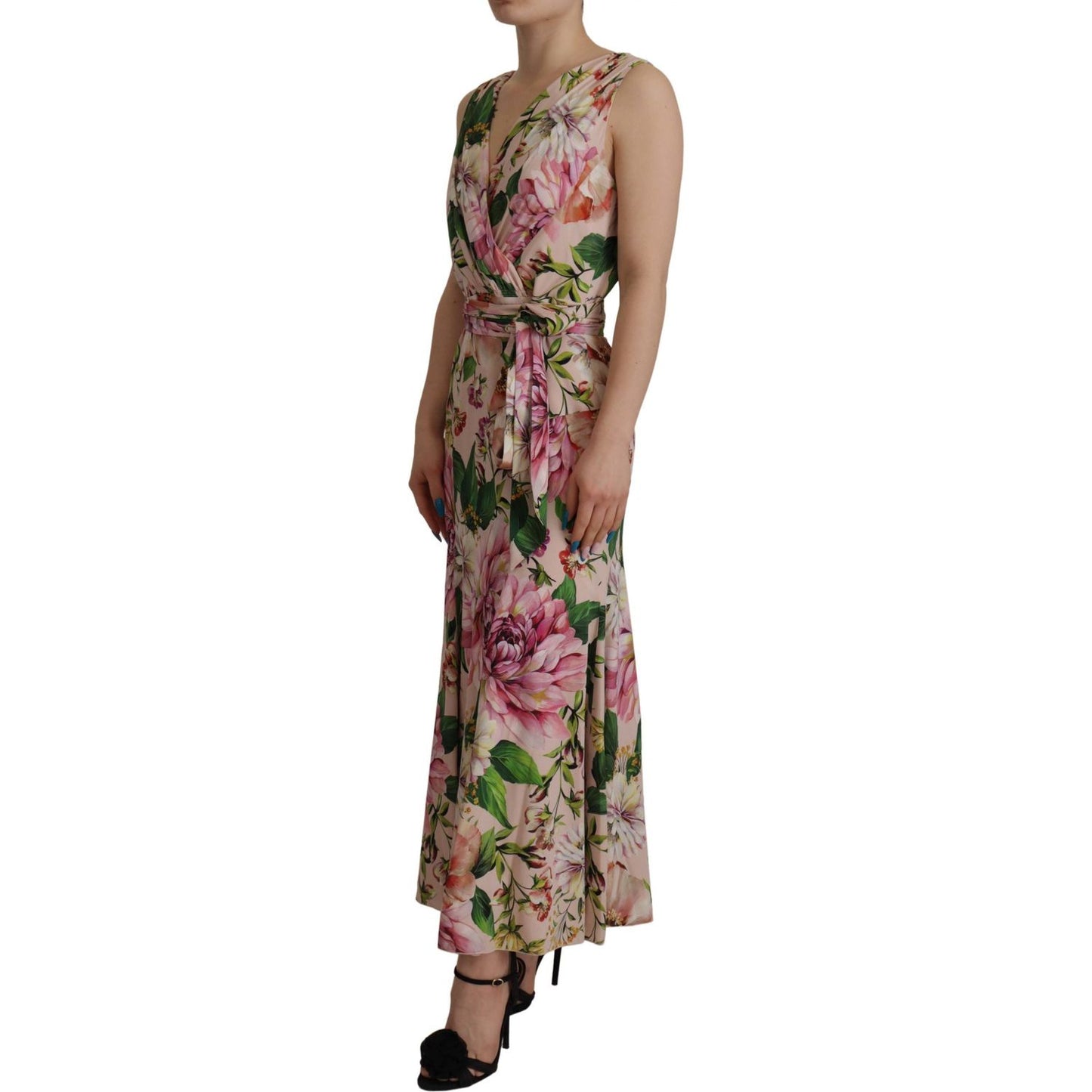 Dolce & Gabbana Elegant Floral Silk Wrap Dress Dolce & Gabbana Dim Gray