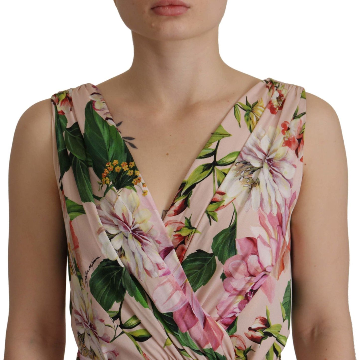 Dolce & Gabbana Elegant Floral Silk Wrap Dress Dolce & Gabbana Rosy Brown