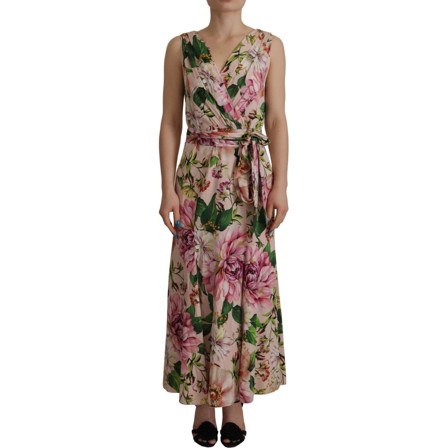 Dolce & Gabbana Elegant Floral Silk Wrap Dress Dolce & Gabbana Dim Gray