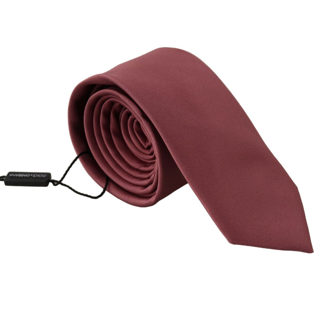 Dolce & Gabbana Pink Solid Print Silk Adjustable Necktie Accessory Tie KRA3166#