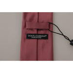 Dolce & Gabbana Pink Solid Print Silk Adjustable Necktie Accessory Tie KRA3166#