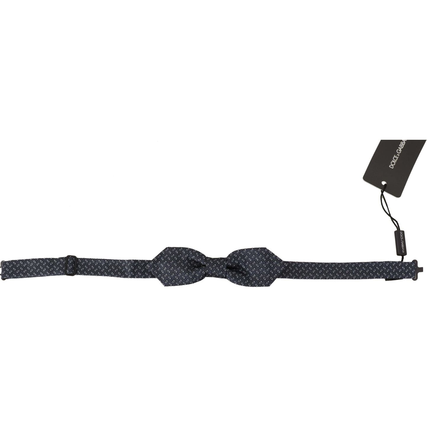 Dolce & Gabbana Blue Gray Polka Dot 100% Silk Neck Papillon Tie