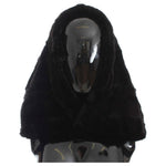 Dolce & Gabbana Chic Black Weasel Fur Hooded Scarf Wrap Hood Scarf Dolce & Gabbana Black