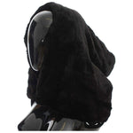 Dolce & Gabbana Chic Black Weasel Fur Hooded Scarf Wrap Hood Scarf Dolce & Gabbana Black