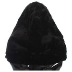 Dolce & Gabbana Chic Black Weasel Fur Hooded Scarf Wrap Hood Scarf Dolce & Gabbana Black