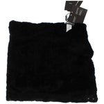 Dolce & Gabbana Chic Black Weasel Fur Hooded Scarf Wrap Hood Scarf Dolce & Gabbana Black