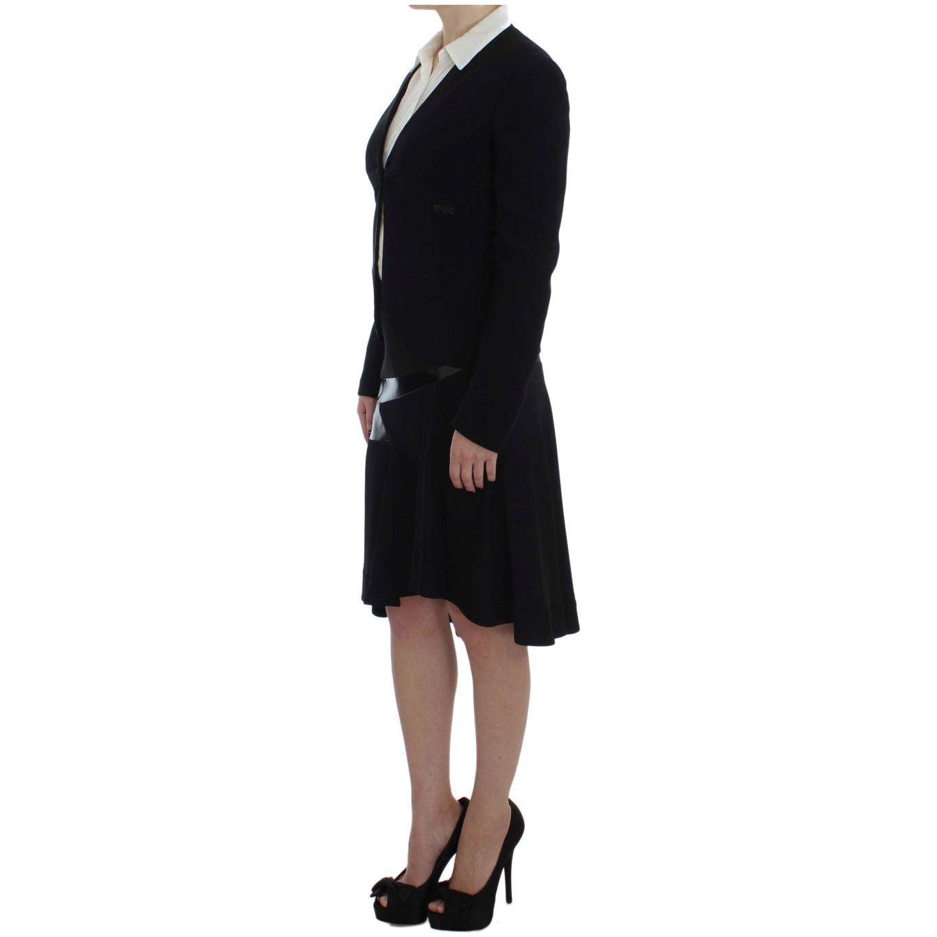 Exte Elegant Two-Piece Skirt Suit in Black & Blue Skirt Suit Exte Rosy Brown