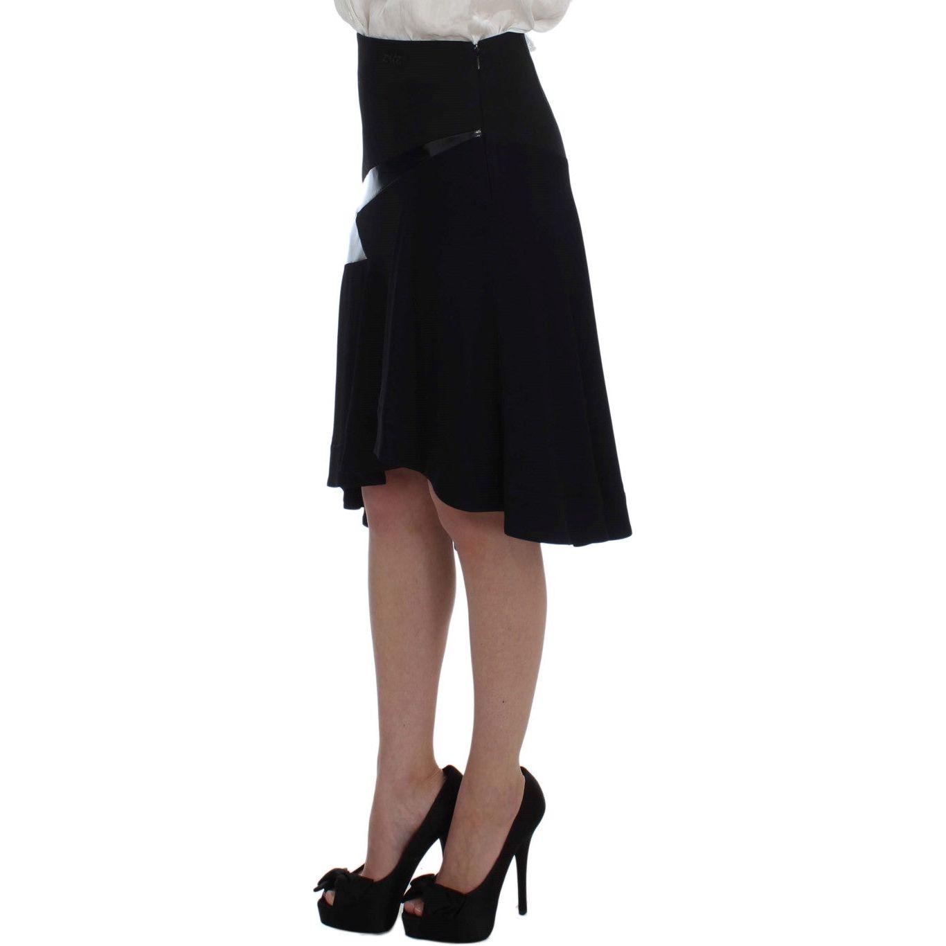 Exte Elegant Two-Piece Skirt Suit in Black & Blue Skirt Suit Exte Black