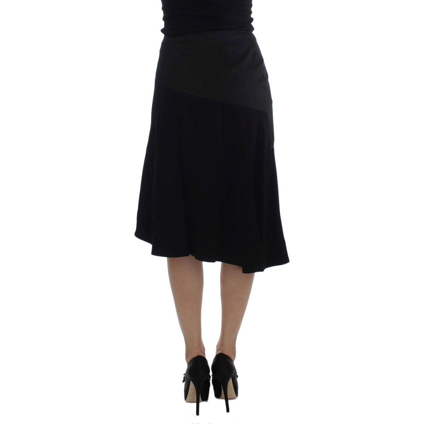 Exte Chic Black and Blue Cotton Blend Skirt Exte Black