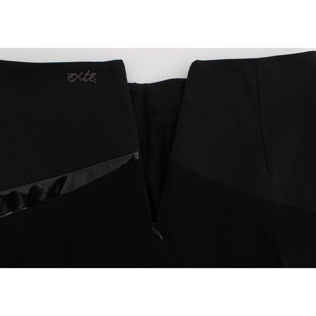 Exte Chic Black and Blue Cotton Blend Skirt Exte Black