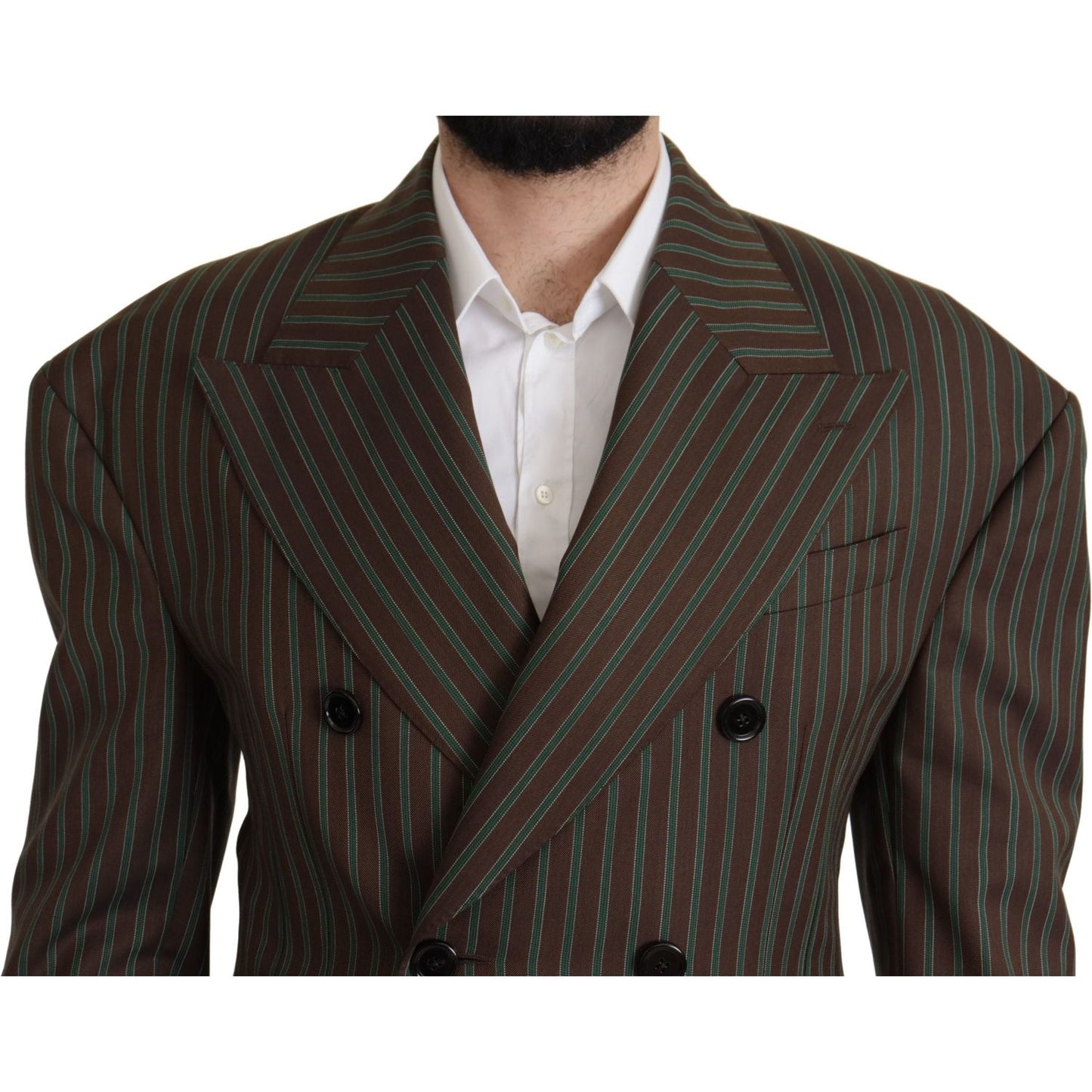 Dolce & Gabbana Multicolor Stripes Double Breasted Blazer JKT3382- 50
