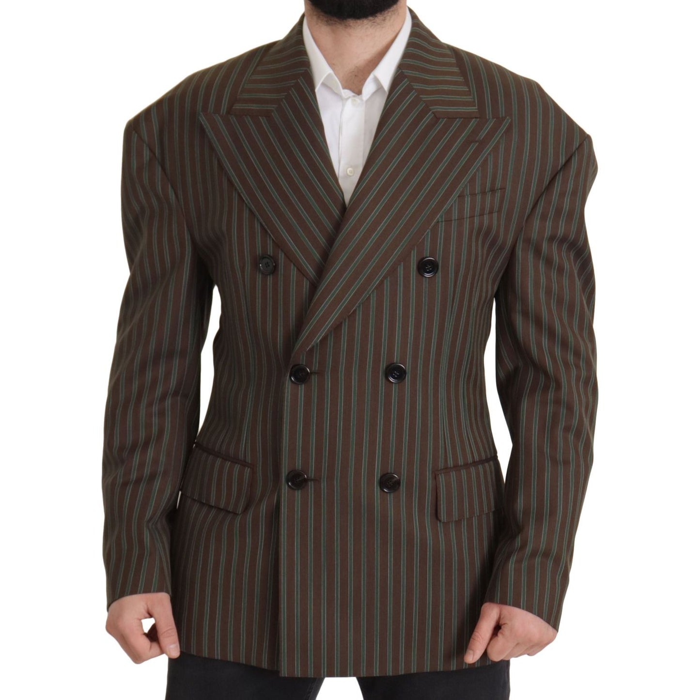 Dolce & Gabbana Multicolor Stripes Double Breasted Blazer JKT3382- 50