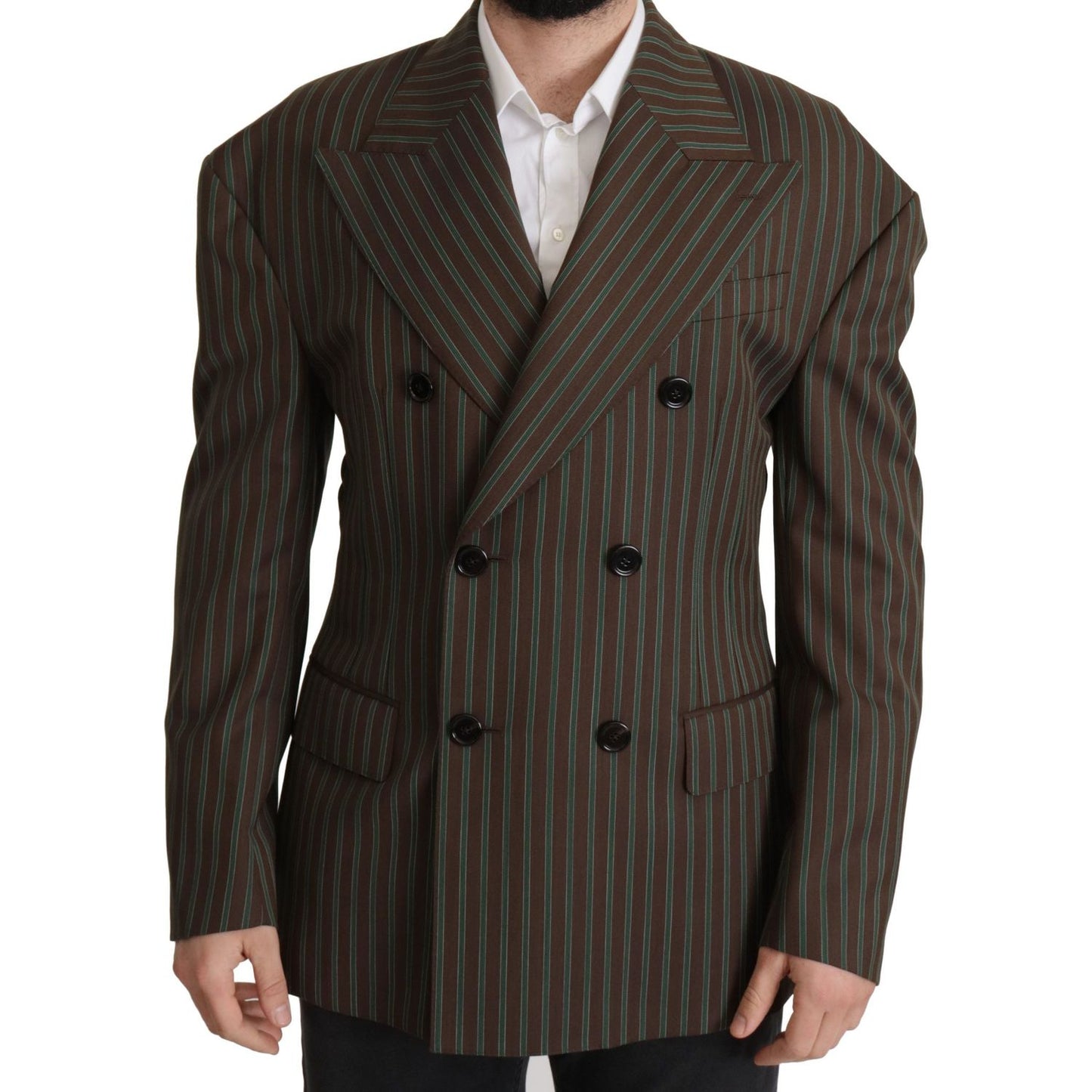 Dolce & Gabbana Multicolor Stripes Double Breasted Blazer JKT3382- 50