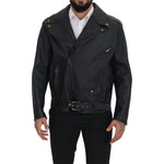 Dolce & Gabbana Elegant Black Leather Biker Jacket Dolce & Gabbana Black