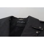 Dolce & Gabbana Elegant Black Leather Biker Jacket Dolce & Gabbana Dark Slate Gray