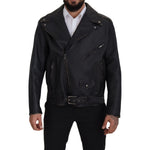 Dolce & Gabbana Elegant Black Leather Biker Jacket Dolce & Gabbana Black