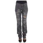 John Galliano Gray Wash Cotton Torn Straight Fit Jeans SIG30241-1