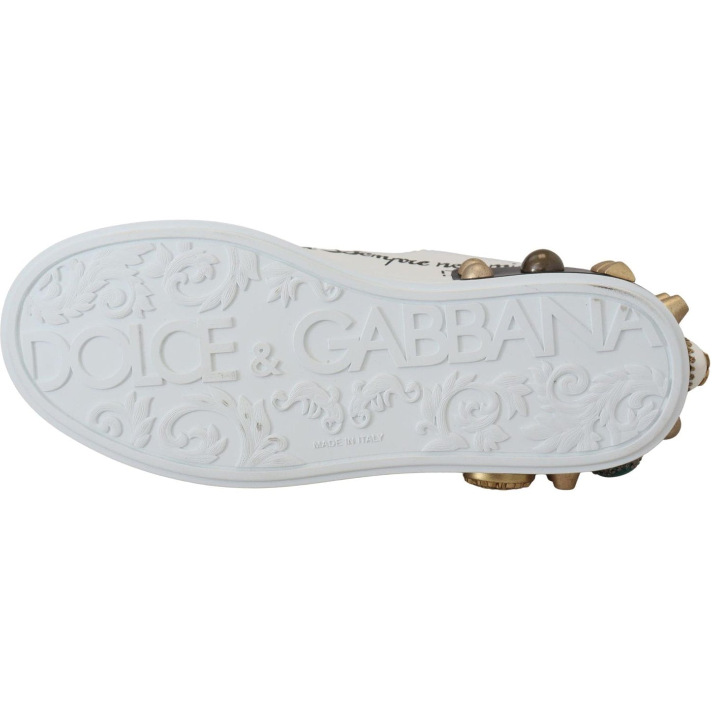 Dolce & Gabbana Queen Crown Chic Leather Sneakers Dolce & Gabbana Light Gray