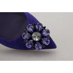 Dolce & Gabbana Purple Suede Crystals Loafers Flats Shoes LA10096- 36.5