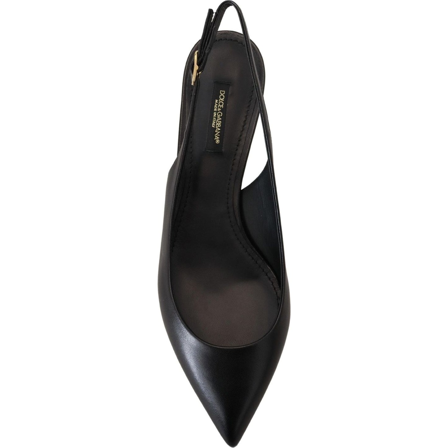 Dolce & Gabbana Elegant Black Leather Slingback Pumps Dolce & Gabbana Dark Slate Gray