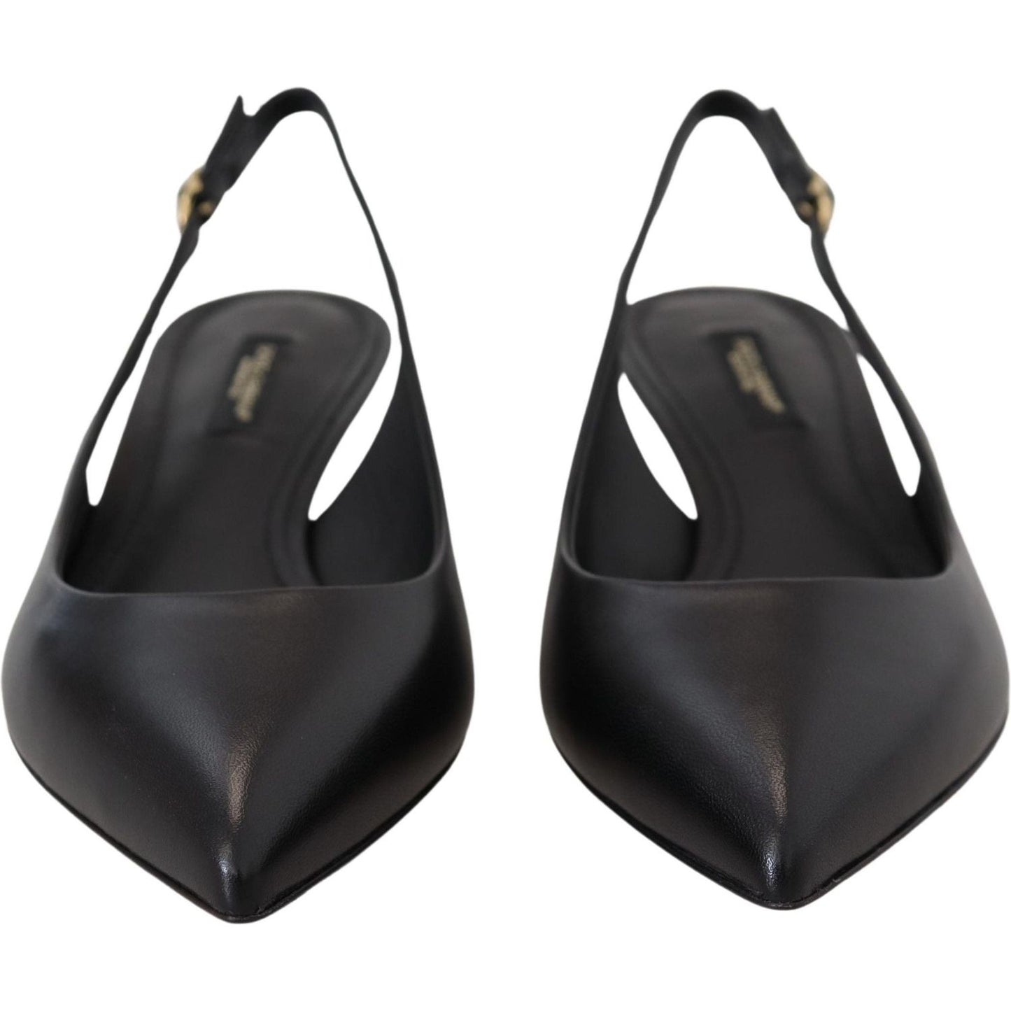 Dolce & Gabbana Elegant Black Leather Slingback Pumps Dolce & Gabbana Dark Slate Gray