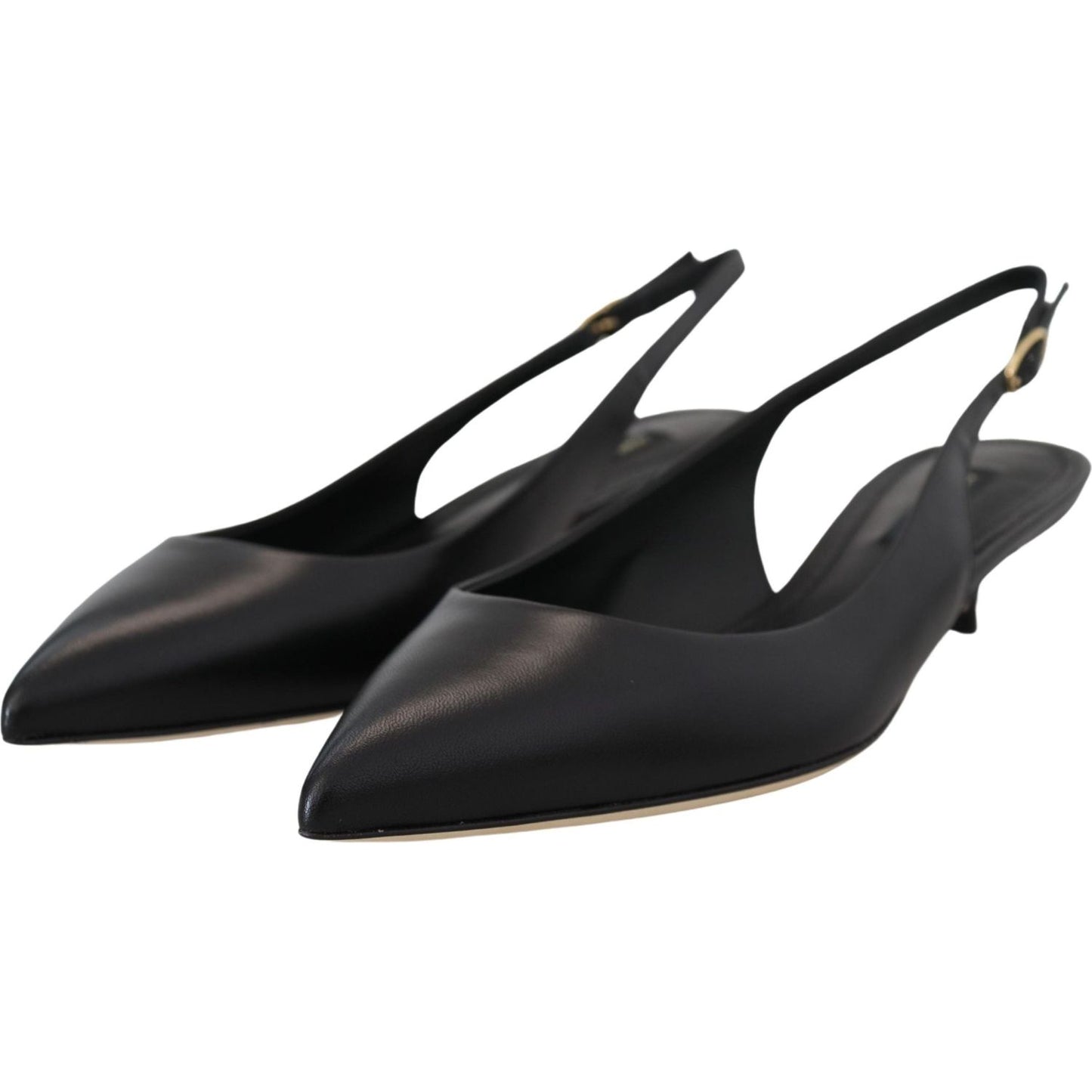 Dolce & Gabbana Elegant Black Leather Slingback Pumps Dolce & Gabbana Dark Slate Gray