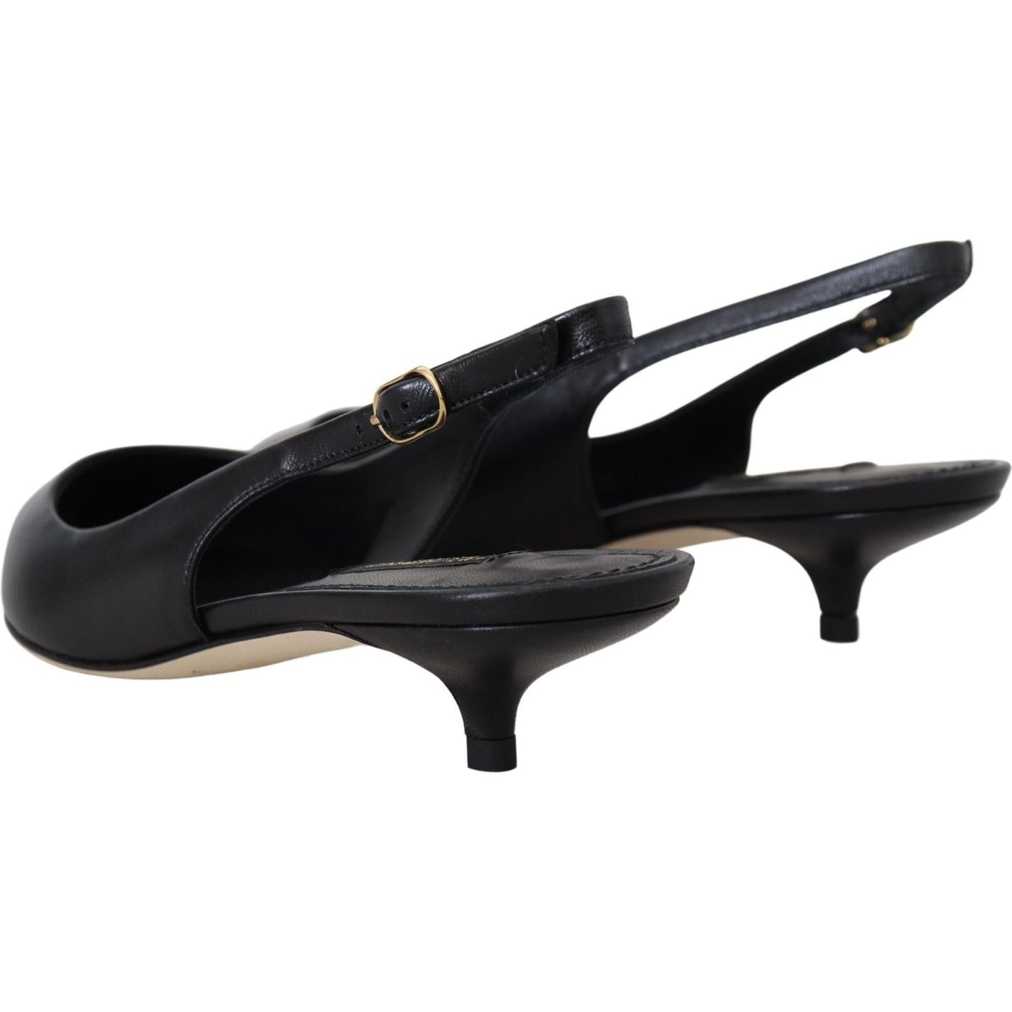Dolce & Gabbana Elegant Black Leather Slingback Pumps Dolce & Gabbana Black