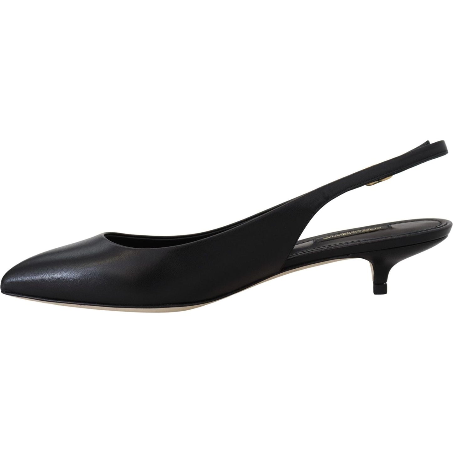 Dolce & Gabbana Elegant Black Leather Slingback Pumps Dolce & Gabbana Dark Slate Gray