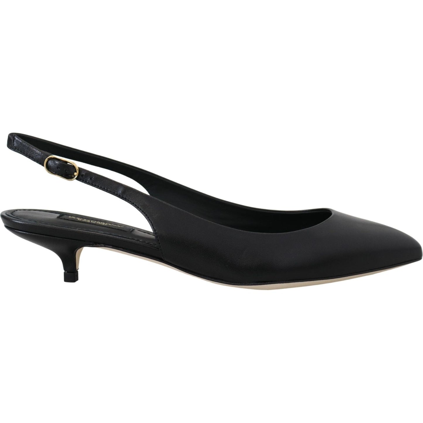 Dolce & Gabbana Elegant Black Leather Slingback Pumps Dolce & Gabbana Dark Slate Gray