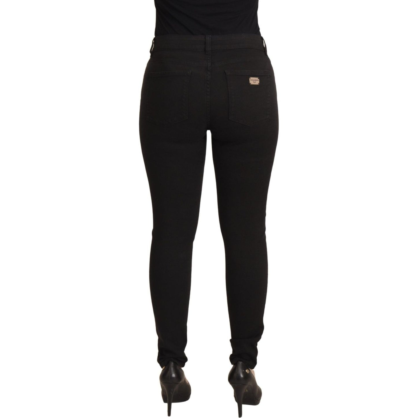 Dolce & Gabbana Black Mid Waist Skinny Denim Cotton Jeans PAN73087- 38
