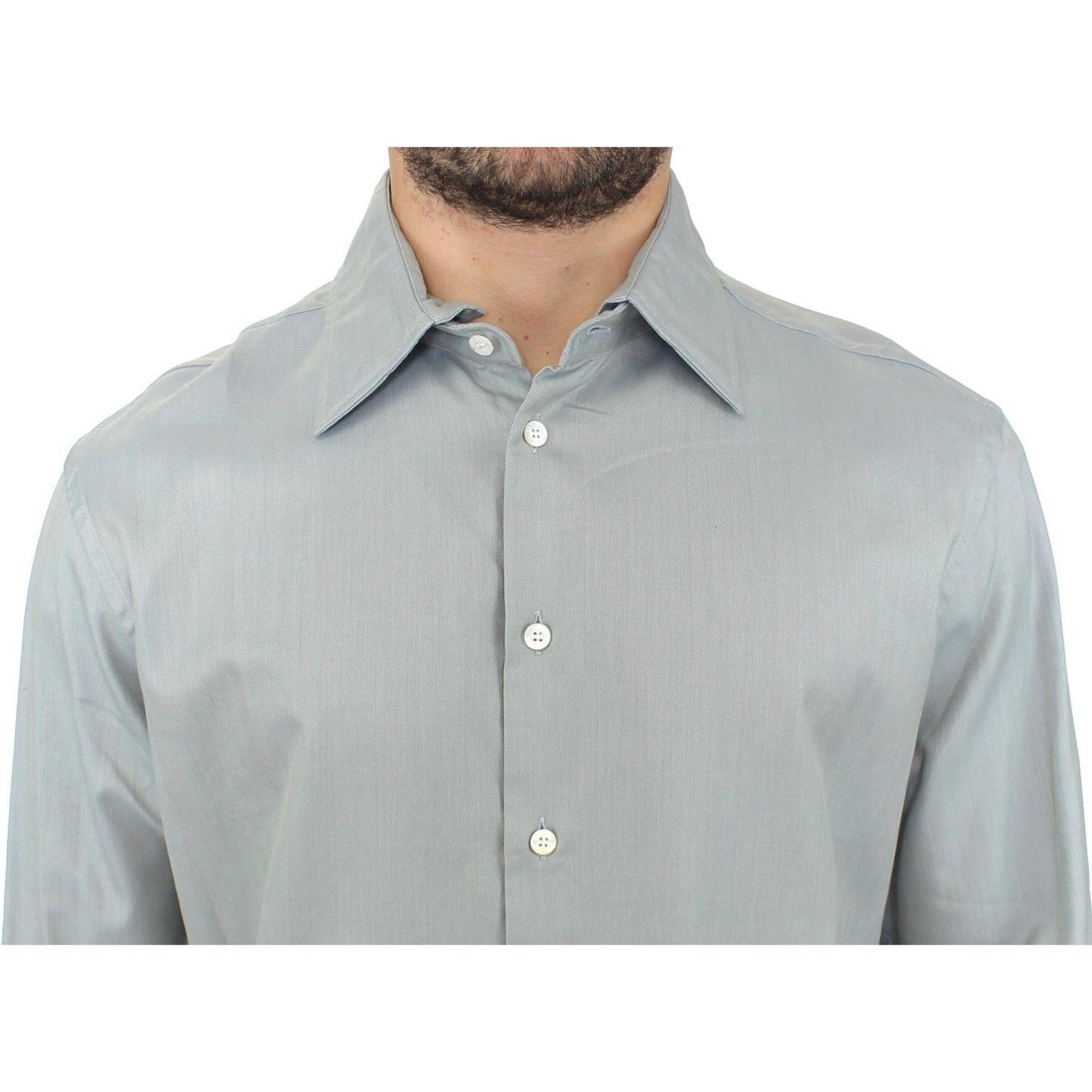 Ermanno Scervino Gray Cotton Long Sleeve Casual Shirt Top