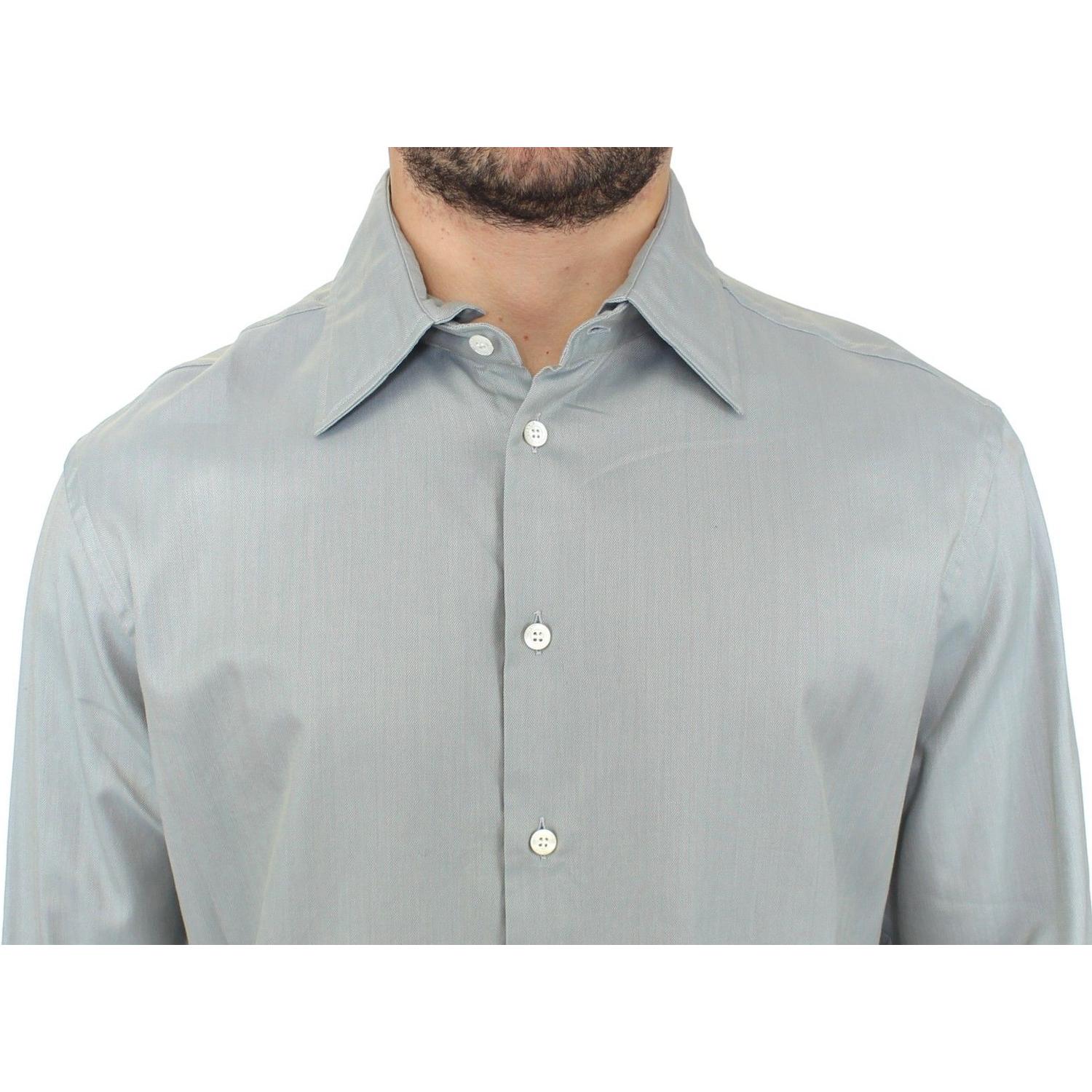 Ermanno Scervino Gray Cotton Long Sleeve Casual Shirt Top