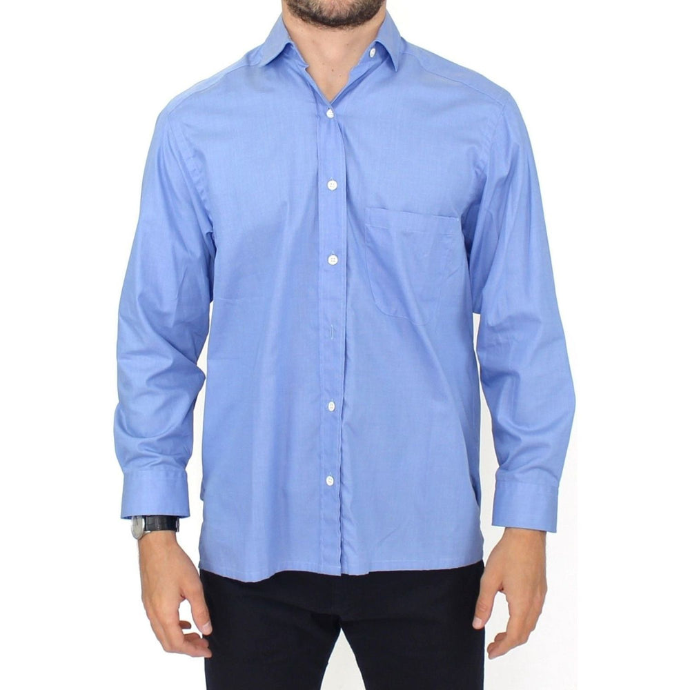 Ermanno Scervino Dapper Blue Cotton Dress Shirt for Men Ermanno Scervino Sky Blue