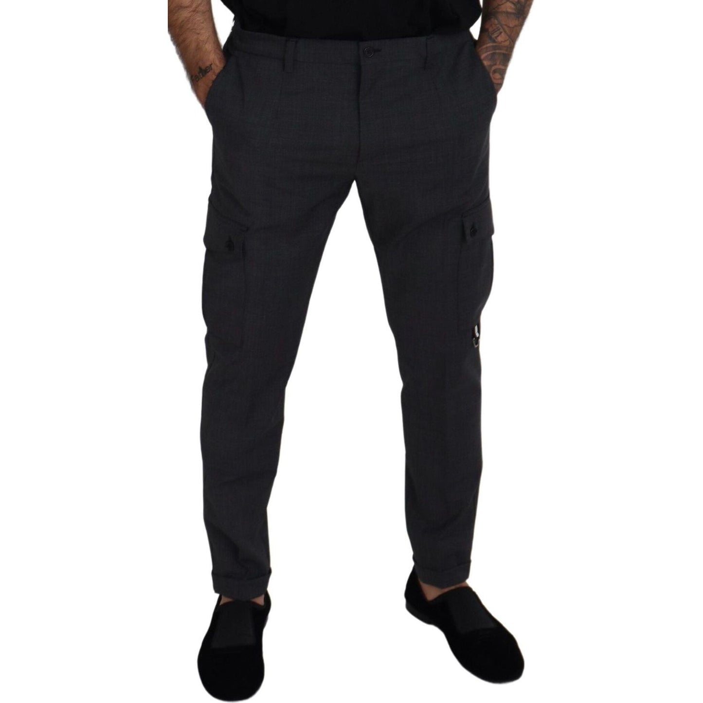 Dolce & Gabbana Elegant Checkered Slim Fit Cargo Pants Dolce & Gabbana Black