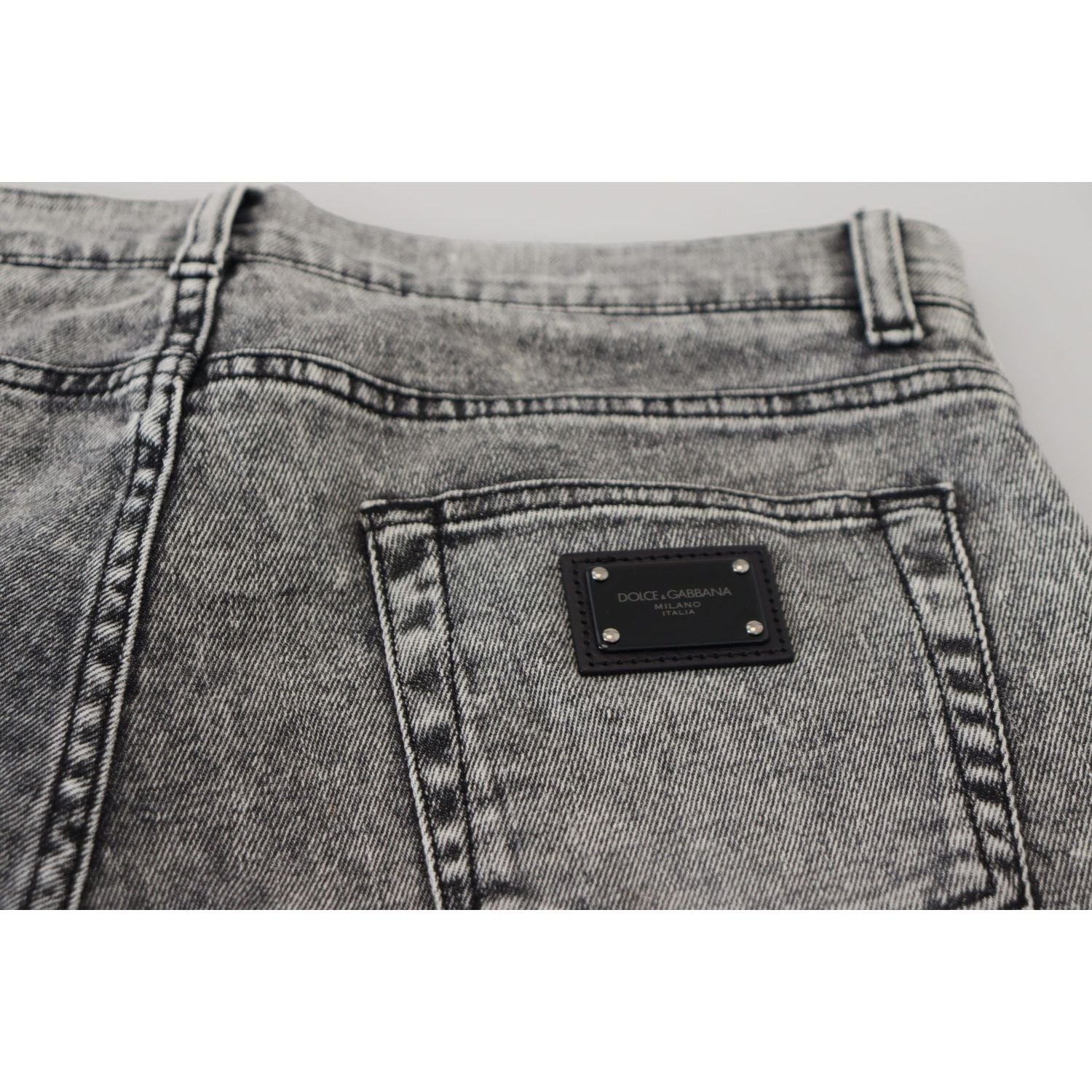 Dolce & Gabbana Gray Slim Fit Wash Stretch Cotton Denim Jeans