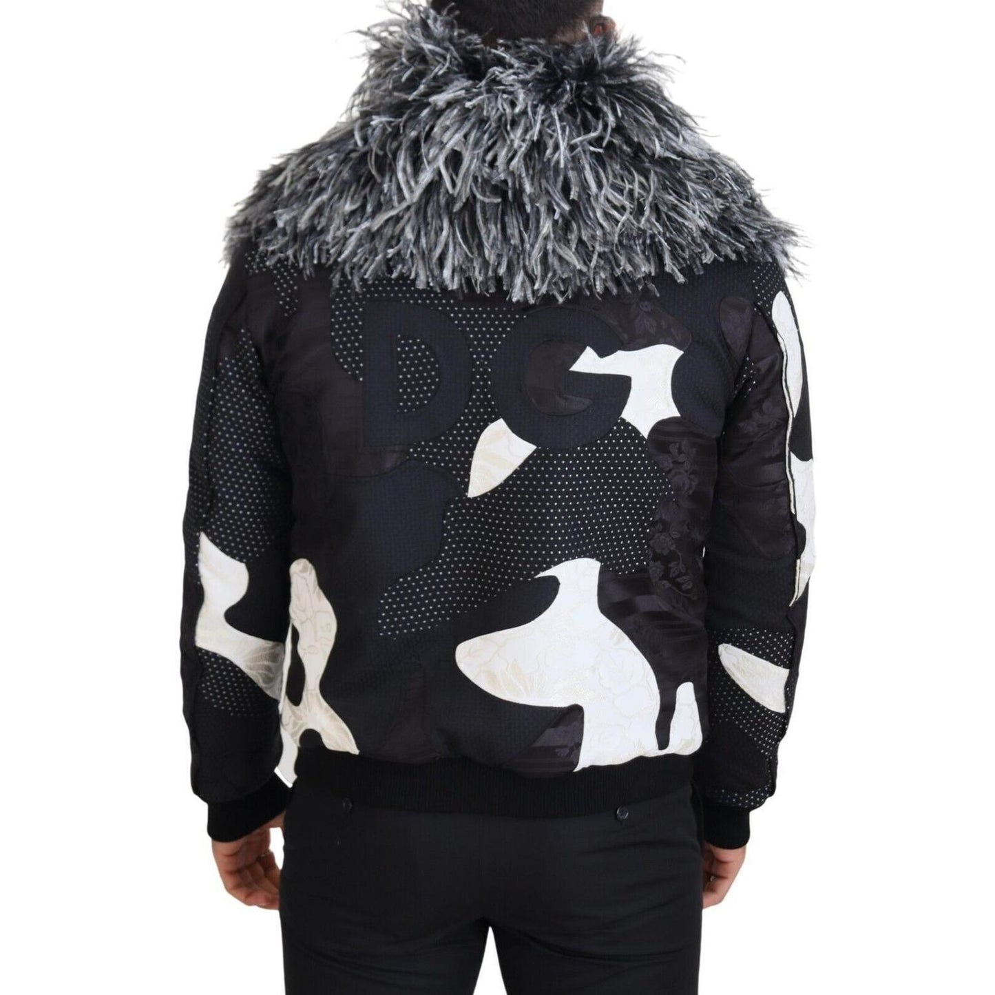 Dolce & Gabbana Black White Fur Shearling Full Zip Jacket JKT3425 - 52