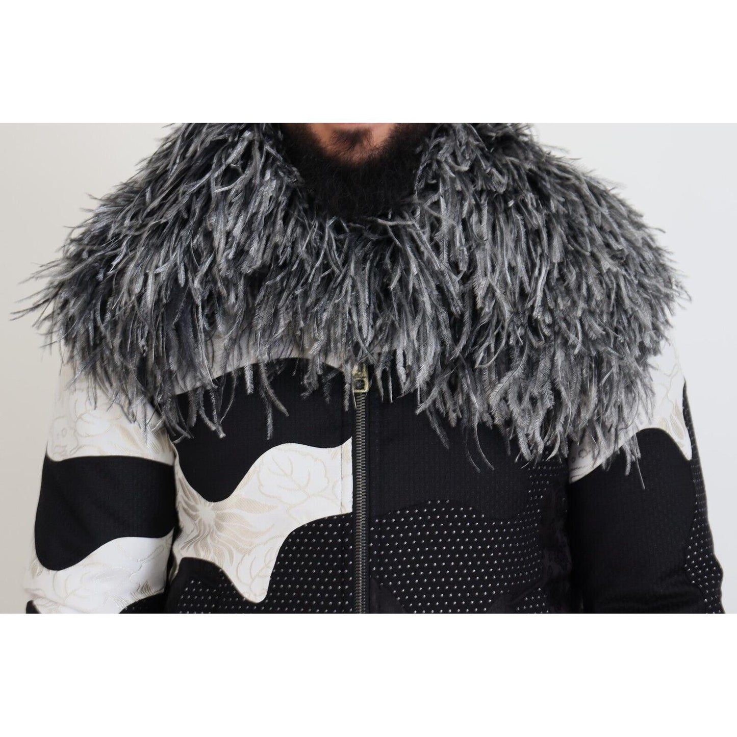 Dolce & Gabbana Black White Fur Shearling Full Zip Jacket JKT3425 - 52