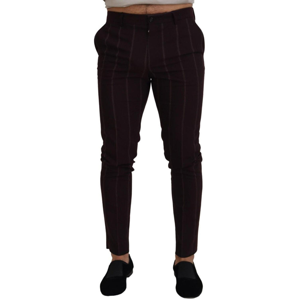 Dolce & Gabbana Brown Striped Men Trousers Cotton Pants PAN74383 - 48