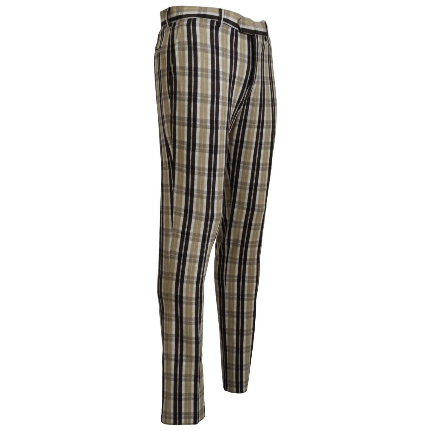 BENCIVENGA Chic Multicolor Checkered Cotton Pants BENCIVENGA Dim Gray