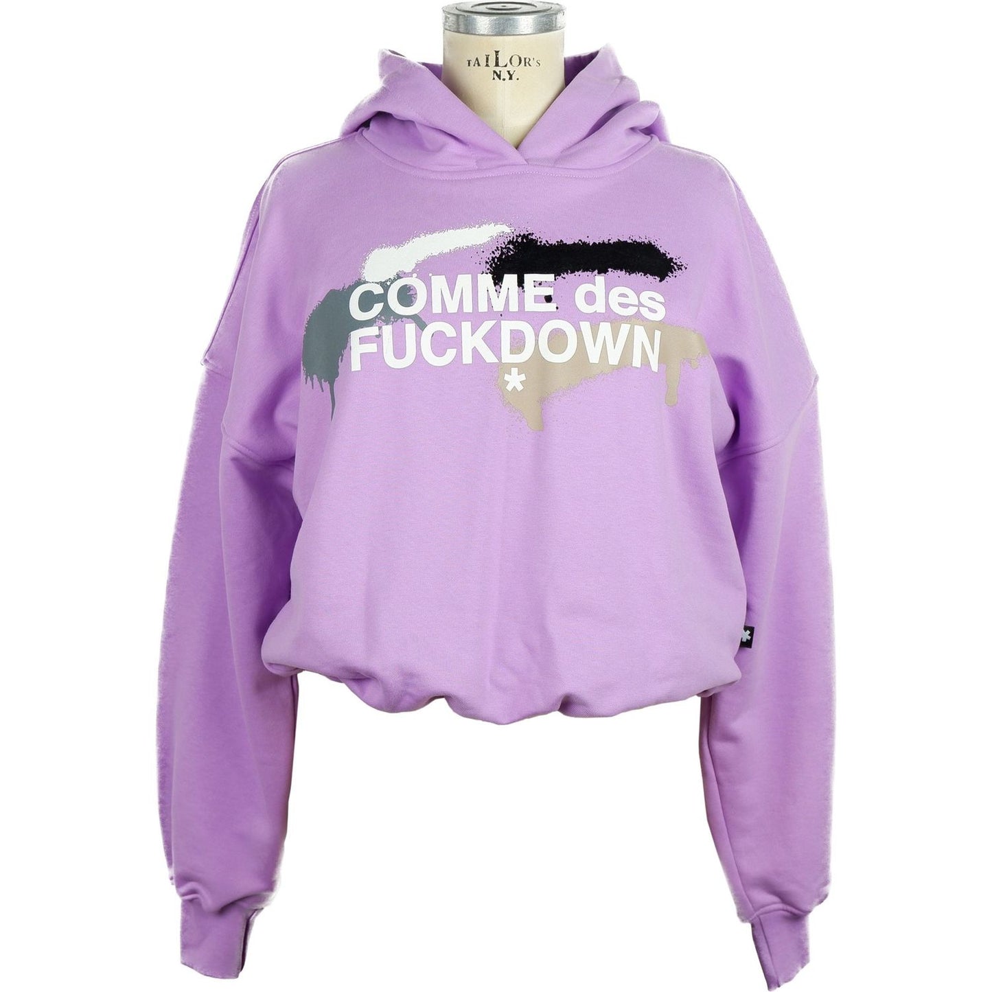 Comme Des FuckdownComme Des Fuckdown Chic Purple Hooded Sweatshirt with Logo Print1728,67346170016,Comme Des Fuckdown,New with tags,Purple,S,Sweaters - Women - Clothing,Women