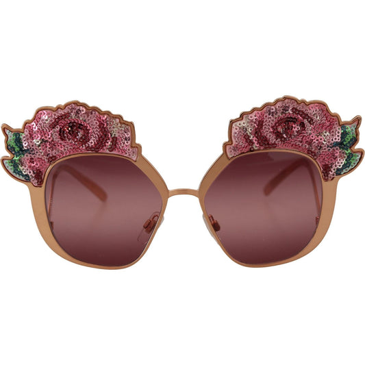 Dolce & Gabbana Pink Gold Rose Sequin Embroidery DG2202 Sunglasses