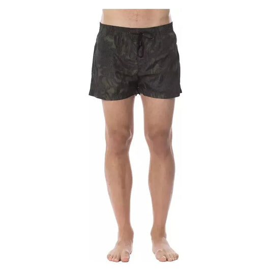 Roberto Cavalli Sport Army Polyester Men Swim Trunk