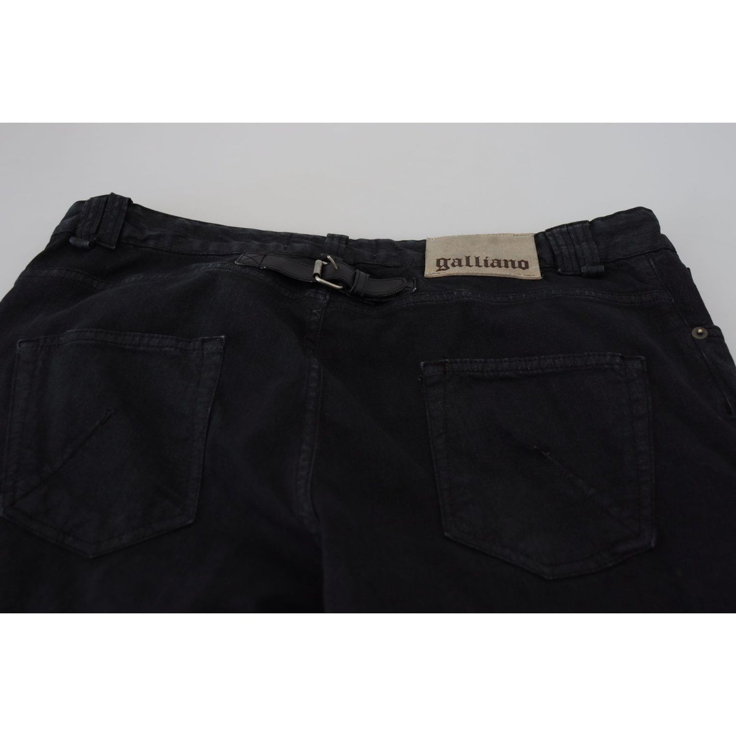 John Galliano Black Cotton Back Buckle Casual Denim Jeans