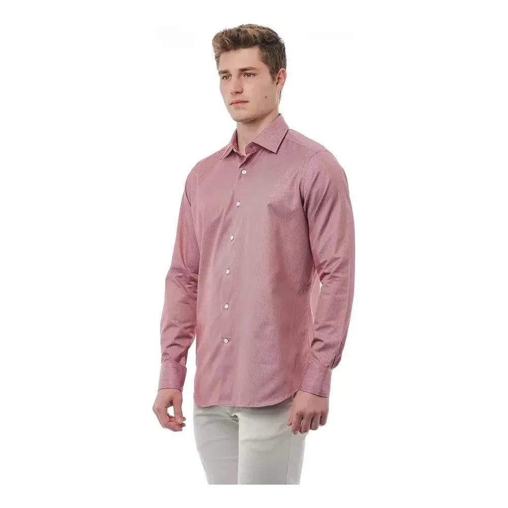 Bagutta Red Cotton Men Shirt Bagutta Rosy Brown