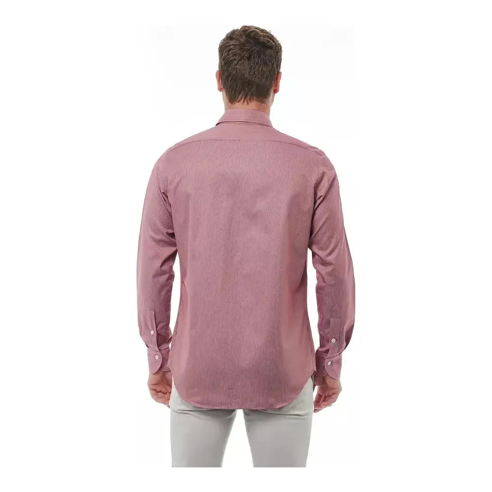 Bagutta Red Cotton Men Shirt Bagutta Rosy Brown