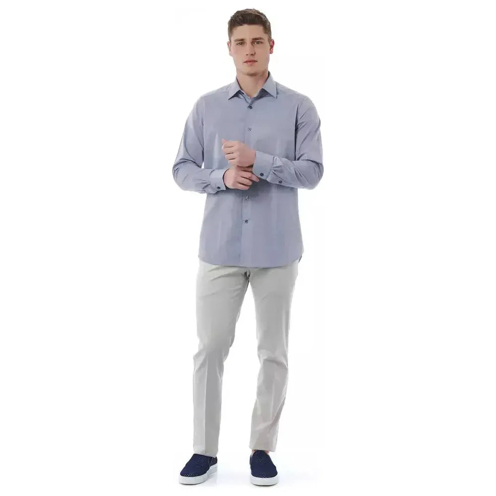 Bagutta Gray Cotton Men Shirt Bagutta Dark Gray