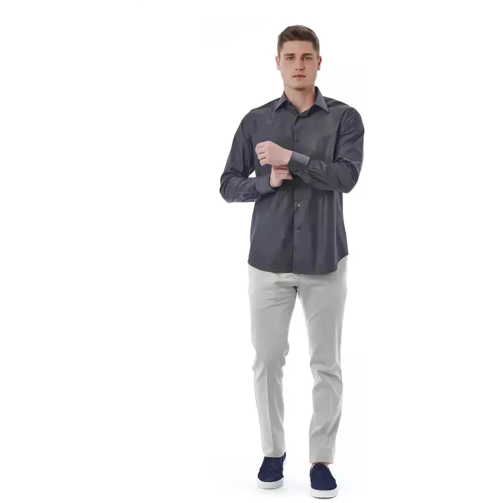 Bagutta "Gray Cotton Men's Shirt" Bagutta Dark Slate Gray