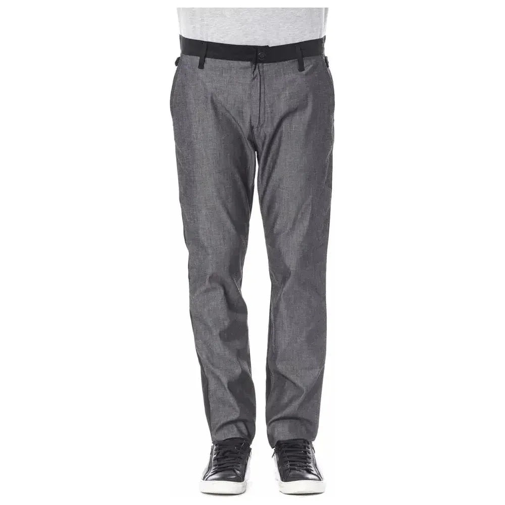 Verri Black Cotton Men Pant Verri Dim Gray